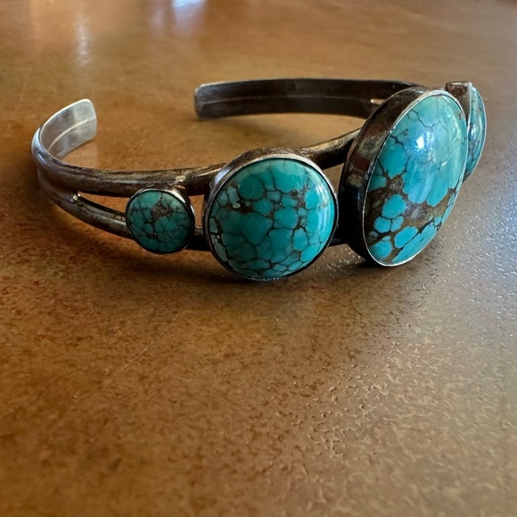 Vintage Jay King DTR Turquoise Stone Sterling Silver Desert Rose Cuff Bracelet - Picture 6 of 16